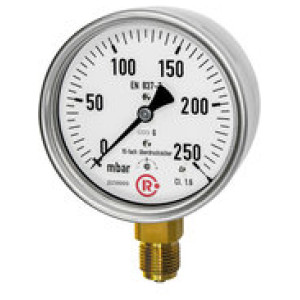 Capsule pressure gauge, CrNi, radial bottom, G1/4, 0-100mbar, Ø63