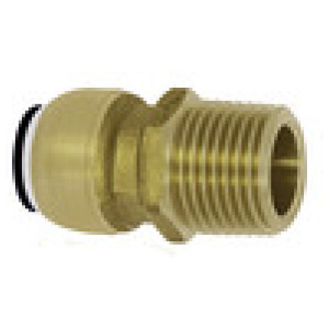 Screw-in connector, Brass, BSPT 3/4, for pipe exterior ø 22 mm